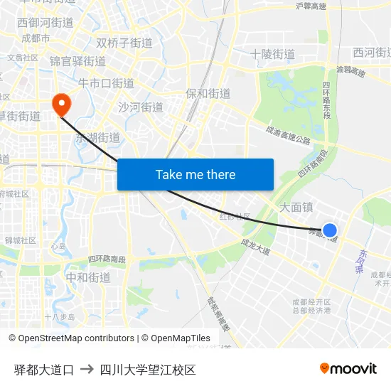 驿都大道口 to 四川大学望江校区 map