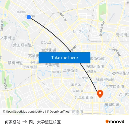 何家桥站 to 四川大学望江校区 map