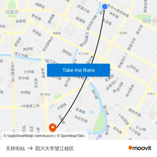 天祥街站 to 四川大学望江校区 map