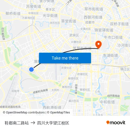鞋都南二路站 to 四川大学望江校区 map