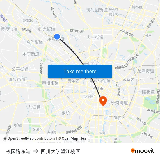 校园路东站 to 四川大学望江校区 map