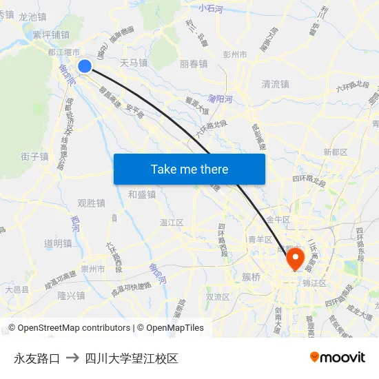 永友路口 to 四川大学望江校区 map