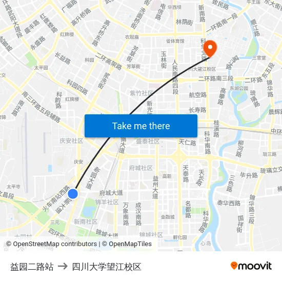 益园二路站 to 四川大学望江校区 map