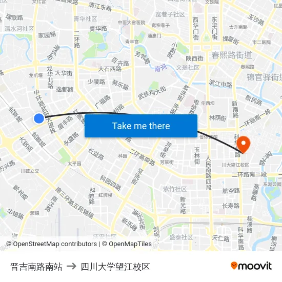 晋吉南路南站 to 四川大学望江校区 map