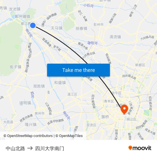 中山北路 to 四川大学南门 map