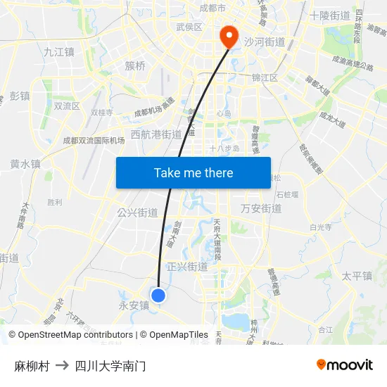 麻柳村 to 四川大学南门 map