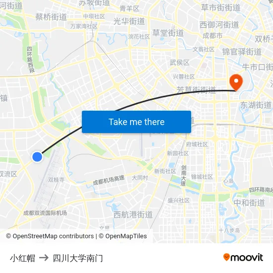 小红帽 to 四川大学南门 map