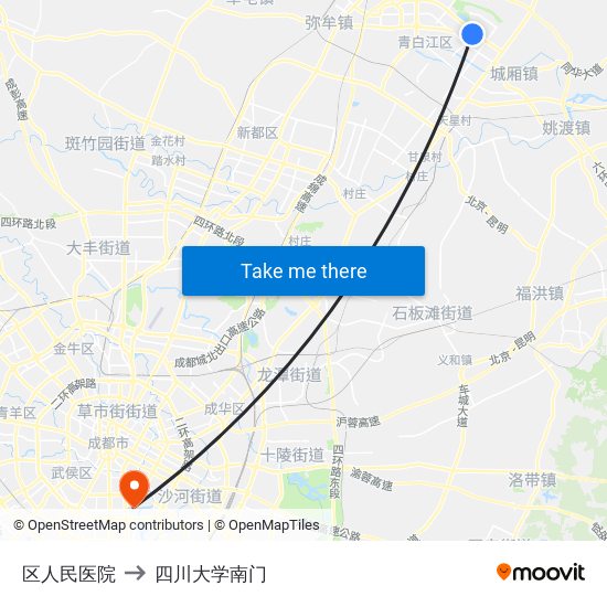 区人民医院 to 四川大学南门 map