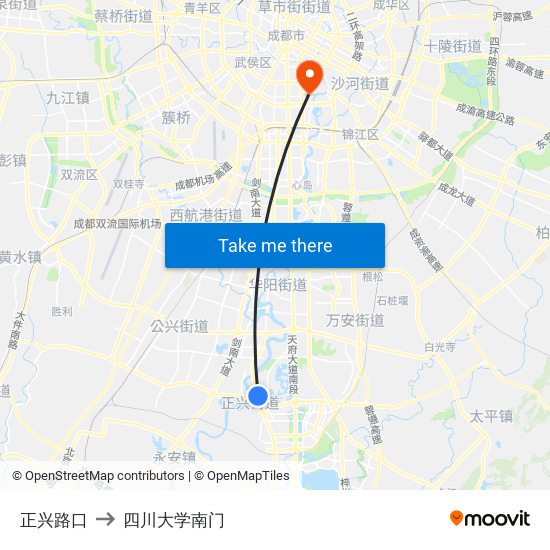 正兴路口 to 四川大学南门 map