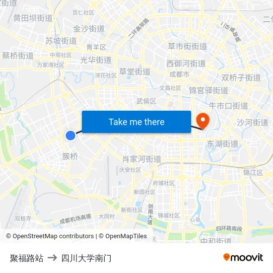聚福路站 to 四川大学南门 map