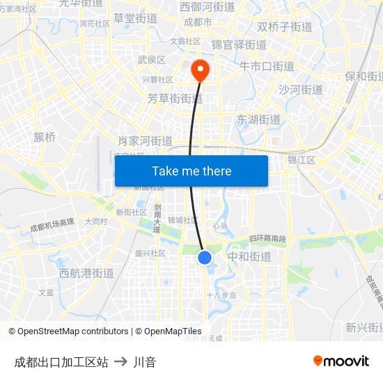 成都出口加工区站 to 川音 map