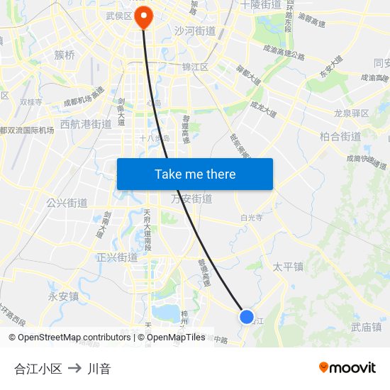 合江小区 to 川音 map