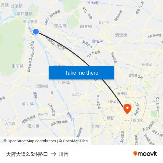 天府大道2.5环路口 to 川音 map