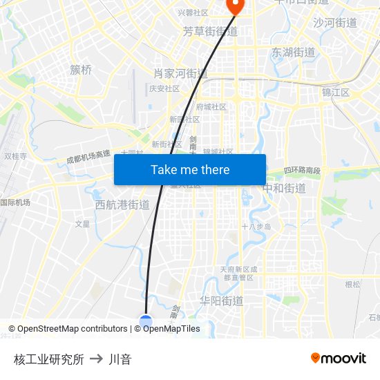 核工业研究所 to 川音 map