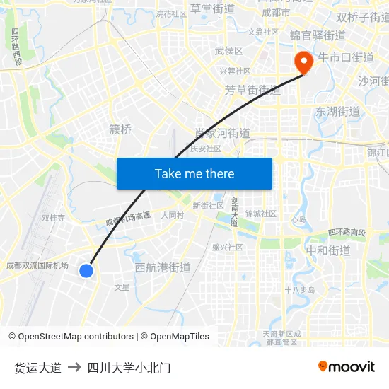 货运大道 to 四川大学小北门 map