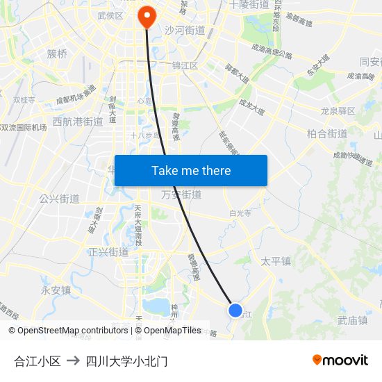 合江小区 to 四川大学小北门 map