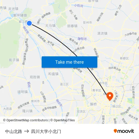 中山北路 to 四川大学小北门 map