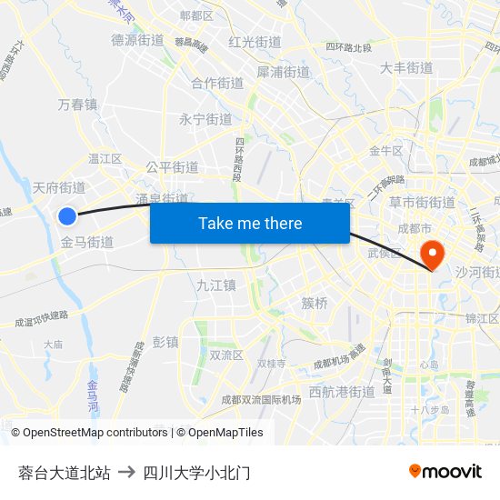 蓉台大道北站 to 四川大学小北门 map