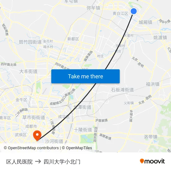 区人民医院 to 四川大学小北门 map