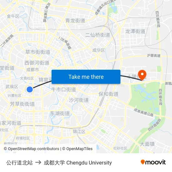 公行道北站 to 成都大学 Chengdu University map