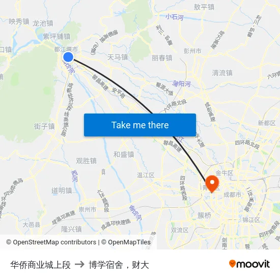 华侨商业城上段 to 博学宿舍，财大 map
