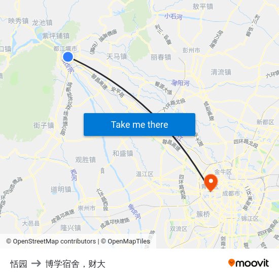 恬园 to 博学宿舍，财大 map