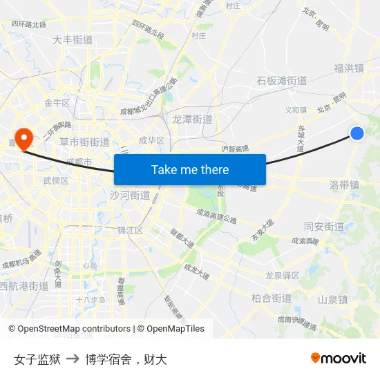 女子监狱 to 博学宿舍，财大 map