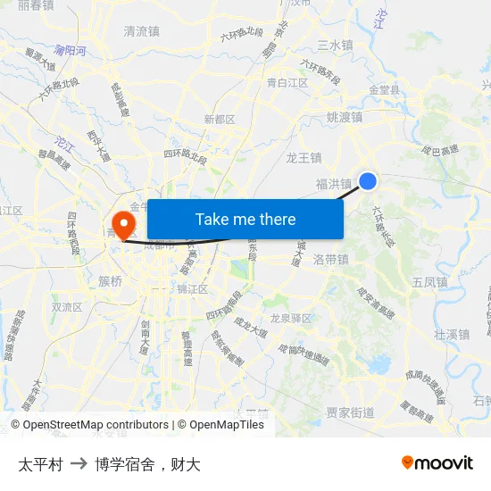 太平村 to 博学宿舍，财大 map