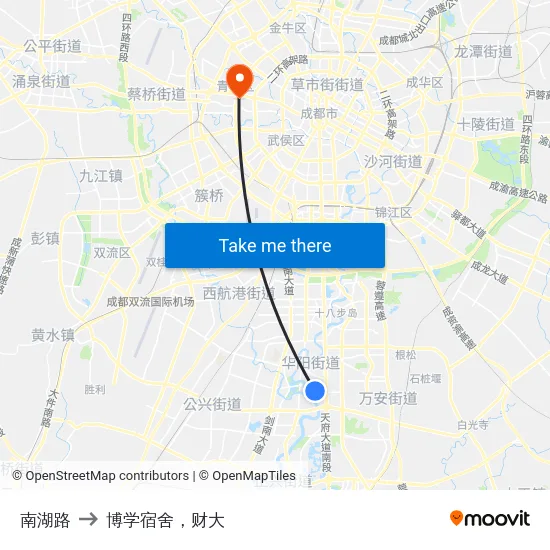 南湖路 to 博学宿舍，财大 map