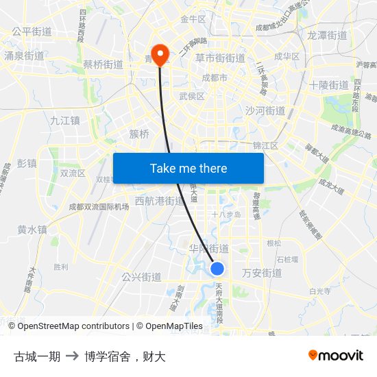 古城一期 to 博学宿舍，财大 map
