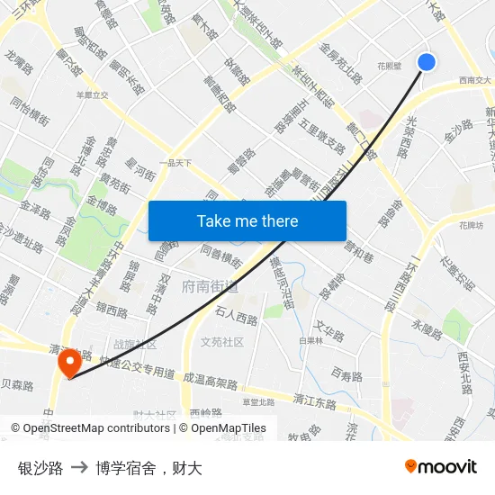 银沙路 to 博学宿舍，财大 map
