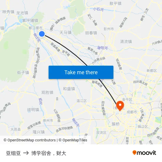 亚细亚 to 博学宿舍，财大 map