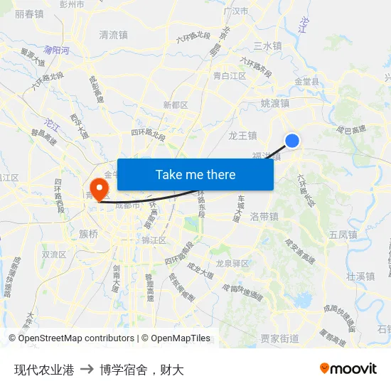 现代农业港 to 博学宿舍，财大 map