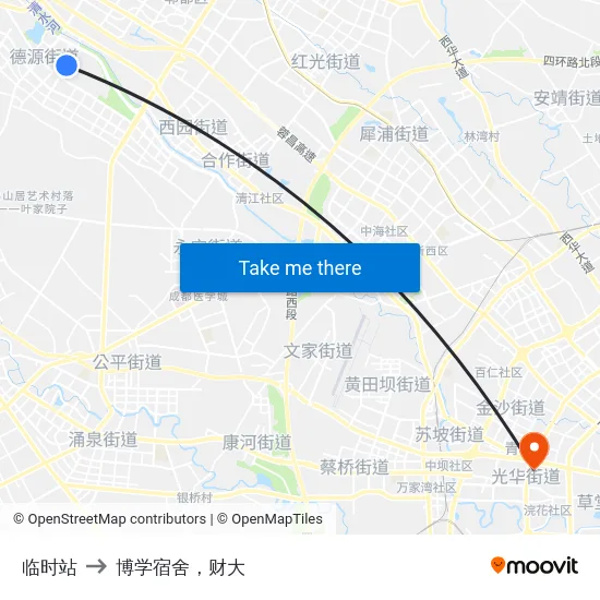 临时站 to 博学宿舍，财大 map