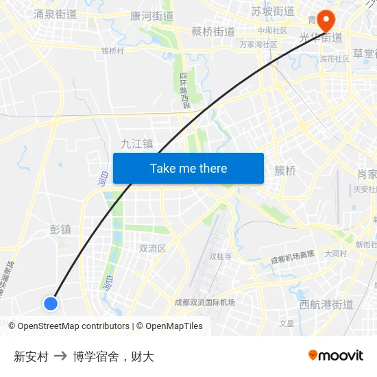 新安村 to 博学宿舍，财大 map