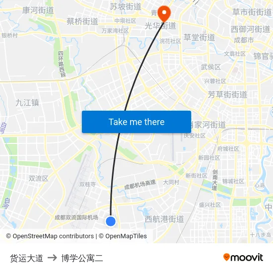 货运大道 to 博学公寓二 map