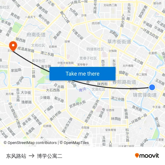 东风路站 to 博学公寓二 map