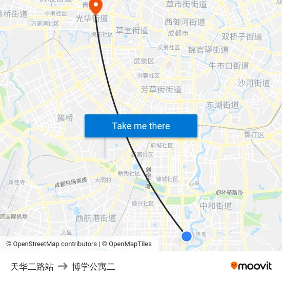天华二路站 to 博学公寓二 map