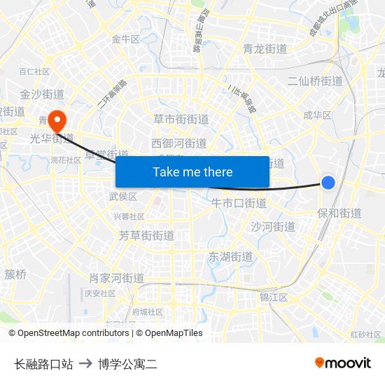 长融路口站 to 博学公寓二 map