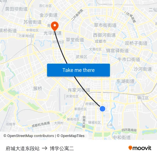 府城大道东段站 to 博学公寓二 map