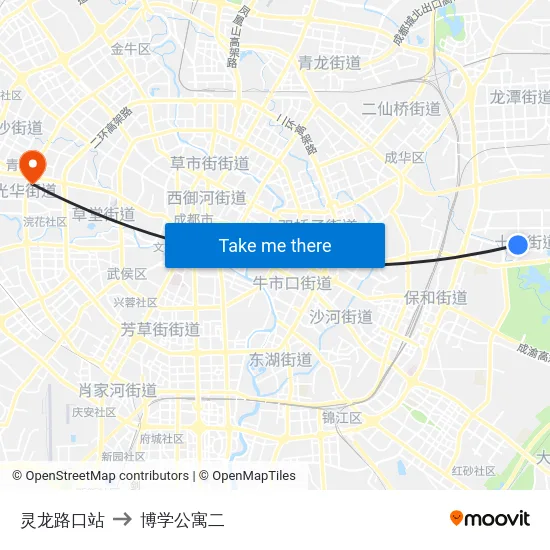 灵龙路口站 to 博学公寓二 map