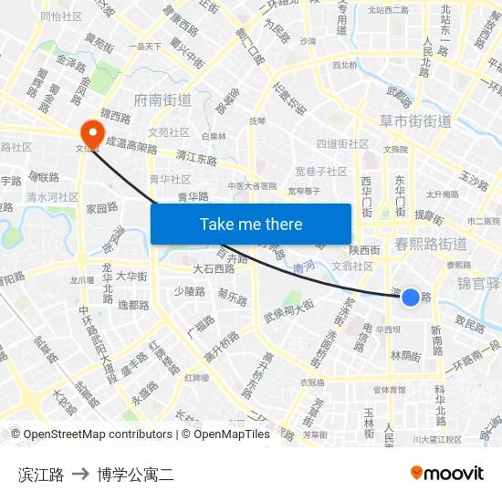 滨江路 to 博学公寓二 map