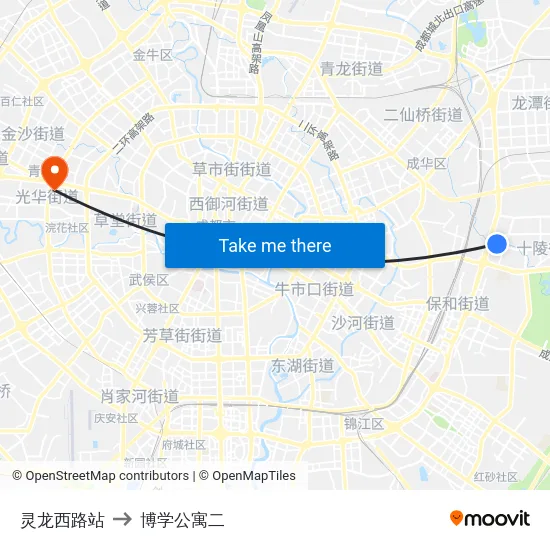 灵龙西路站 to 博学公寓二 map