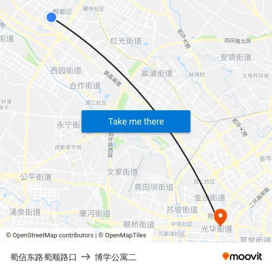 蜀信东路蜀顺路口 to 博学公寓二 map