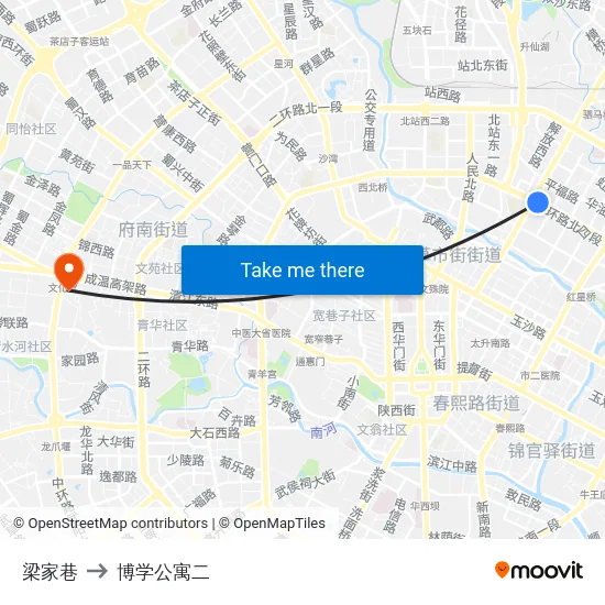 梁家巷 to 博学公寓二 map