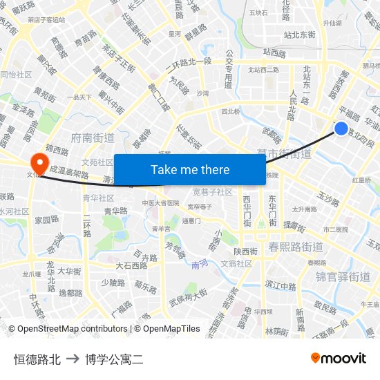 恒德路北 to 博学公寓二 map