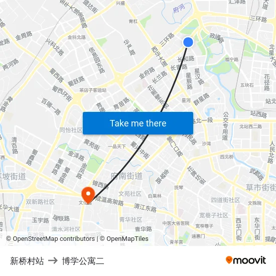 新桥村站 to 博学公寓二 map