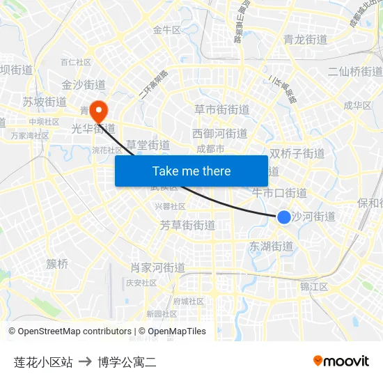 莲花小区站 to 博学公寓二 map