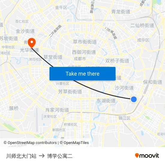 川师北大门站 to 博学公寓二 map