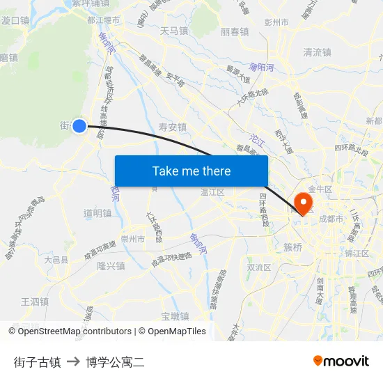 街子古镇 to 博学公寓二 map